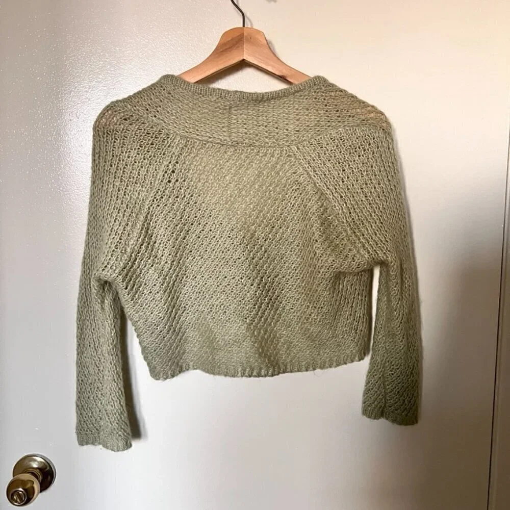 Free People Mint Green Mohair Blend Knit Crop Cardigan L​​​​​​​​​​​